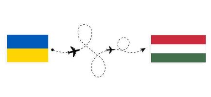 vlucht en reis van oekraïne naar hongarije per reisconcept voor passagiersvliegtuigen vector