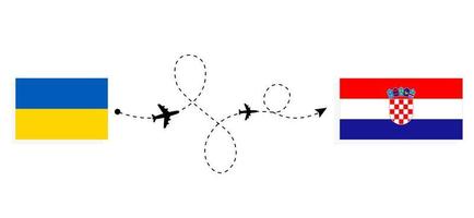 vlucht en reis van oekraïne naar kroatië per reisconcept voor passagiersvliegtuigen vector