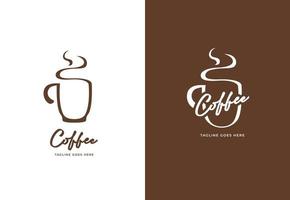 hete koffiemok logo, koffiemok sillhouette logo icoon vector