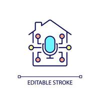 spraakbesturing in smart home rgb-kleurenpictogram. automatisering systeem. spraakgestuurde producten in huis. geïsoleerde vectorillustratie. eenvoudige gevulde lijntekening. bewerkbare streek. arial lettertype gebruikt vector