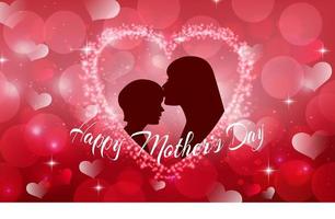 gelukkige moederdag met silhouet van een moeder en kind.vector vector