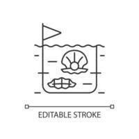 parel landbouw lineaire pictogram. commerciële productie van edelstenen. parel extractie. perlicultuur. dunne lijn aanpasbare illustratie. contour symbool. vector geïsoleerde overzichtstekening. bewerkbare streek