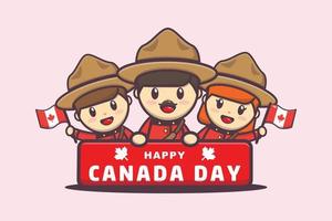 Canada dag illustratie met schattig stripfiguur vector