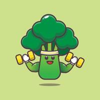 schattig broccoli stripfiguur tillen halter vector