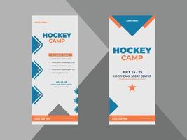 hockeykamp roll-up banner ontwerpsjabloon. posterontwerp voor sportevenementen. hockey sport flyer. omslag, oprolbanner, poster, drukklaar vector