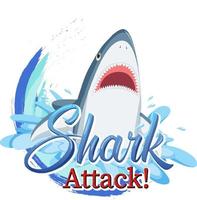 een marien logo met grote blauwe haai en haaienaanvaltekst vector