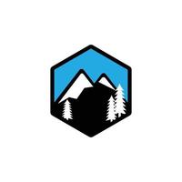 berg logo ontwerp. perfect voor kamperen, buitenavontuur, expeditie, skiën en klimmen. vector kunst illustratie