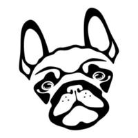 schattige franse bulldog gezichtssticker. soort overzicht van huishond met schattige snuit. charmante vriend kijkt liefdevol naar vectoreigenaar vector