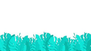 tropische struikgewas planten achtergrond. turquoise weelderige bladeren met ondoordringbare heldere vegetatie. natuurlijke horizontale landschapsbanner met wilde vectorstruik vector