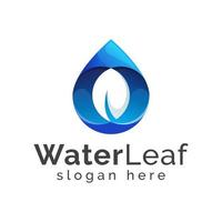 waterdruppel met bladverloop logo vector ontwerpsjabloon