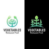 groenten restaurant food center logo. gezondheidscentrum, dieet, veganistisch, biologisch, gezond leven logo vector ontwerpsjabloon