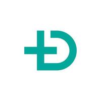 letter d met medisch plus logo-ontwerp vector