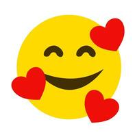 geel gezicht emoji, smiley emoticon icoon met hart omgeven. vector
