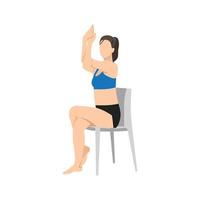 vrouw die stoeladelaar doet. garudasana-oefening. platte vectorillustratie geïsoleerd op een witte achtergrond vector