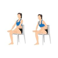 vrouw die stoelduif doet. ekapada rajakapotasana-oefening. platte vectorillustratie geïsoleerd op een witte achtergrond vector