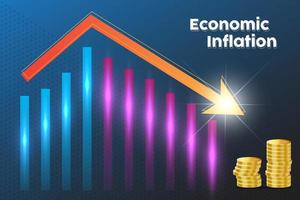 economische inflatie ontwerp vectorillustratie. economische crisis met dalende groei en stijgende inflatieachtergrond. vector