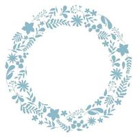 bloemen krans tak. bloemen rond frame van twijgen, bladeren en bloemen. voor Valentijnsdag, huwelijksdecor, huwelijksuitnodiging, branding, boutique logo label. rond frame van bloemen zwart vector