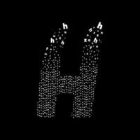 letter h geanimeerd pixelletterlogo. het leren van brieven onderwijs. moderne hoofdletterpixel die naar boven groeit. opgeloste en verspreide geanimeerde puntletterkunst. integratieve pixelbeweging. vector