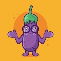 schattige aubergine karakter mascotte met verward gebaar geïsoleerde cartoon in vlakke stijl ontwerp vector