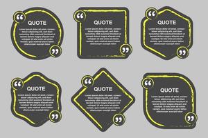zeepbel toespraak zwart geel papier communicatie cartoon set premie citaat vak frame vector collectie