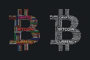 bitcoin, cryptocurrency word cloud t-shirt ontwerp vector. vector