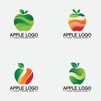 Apple-logo instellen. fruit gezond voedsel design.apple logo ontwerp inspiratie vector sjabloon