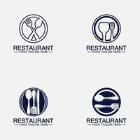 restaurantlogo instellen met lepel en vorkpictogram, menuontwerp eten drinken concept voor café-restaurant vector