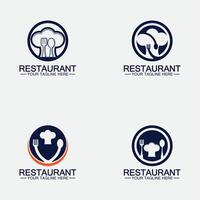 restaurantlogo instellen met lepel en vorkpictogram, menuontwerp eten drinken concept voor café-restaurant vector