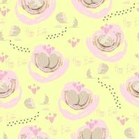 vector vrolijk pasen naadloos patroon gebroken ei met sporen van uitgebroede chickon roze textuur achtergrond geïsoleerd vector hand getrokken vrolijk pasen wenskaart