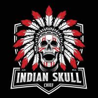 schedel hoofd chief indian, ontwerpelement voor logo, poster, kaart, banner, embleem, t-shirt. vector illustratie