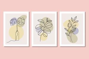gallery wall art set afdrukbare minimalistische bladeren en botanische kunst aan de muur vector