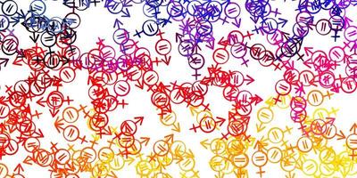lichtrode, gele vectorachtergrond met vrouwensymbolen. vector