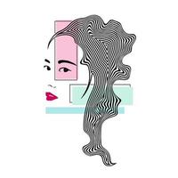 mooi meisje met lang golvend haar vectorillustratie vector