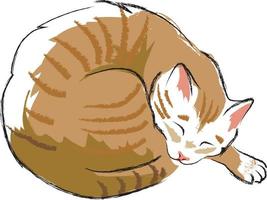 de schattige kat slaapt en legt zijn hoofd op poot en staart. zorg voor huisdieren. dierenverzorging en ondersteuning. vectorillustratie. cartoon stijl vector