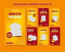 fastfood-bannersjabloonverhalen posten voor sociale media. vector