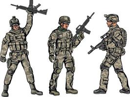 soldaat met een geweer in camouflage vector