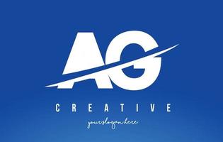 ag ag brief modern logo ontwerp witte gele achtergrond en swoosh. vector