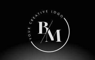 wit bm serif letter logo-ontwerp met creatieve doorsneden snit. vector