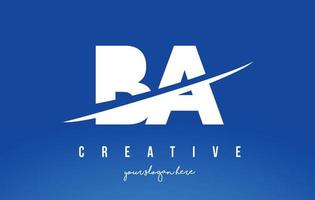 ba ba letter modern logo-ontwerp met witte gele achtergrond en swoosh. vector