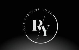 wit ry serif letter logo-ontwerp met creatieve doorsneden snit. vector