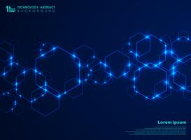Abstracte futuristische hexagon vormpatroonverbinding op achtergrond van de gradiënt de blauwe technologie.