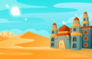 moskee en woestijnconcept vector