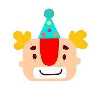 cartoon doodle emotionele clown hoofd met hoed vector