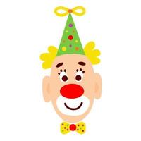 cartoon doodle emotionele clown hoofd met hoed vector