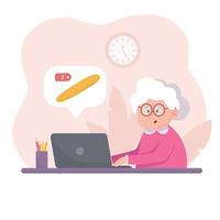 oma bestelt boodschappen online vector