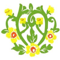 bloemen bloemenornament. monogram canola, canola. gele, groene kleuren vector