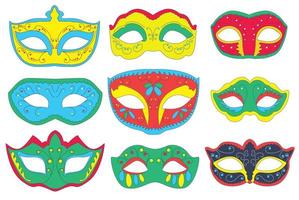 bundel carnavalsmaskers. heldere kleurrijke gezichtsmaskers vector