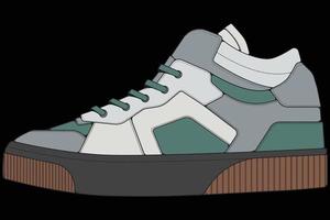vector sneakers schoenen voor opleiding, hardloopschoen vectorillustratie. sportschoenen kleur vol.