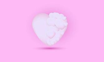 3D-realistisch hart op het roze symbool van het ontwerpconcept vector