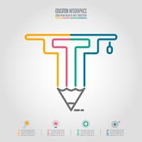 Onderwijs infographics sjabloon met afstuderen GLB en potlood pictogram. vector